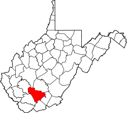 Karte von Raleigh County innerhalb von West Virginia