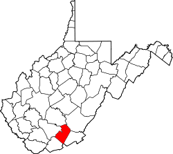 Karte von Summers County innerhalb von West Virginia