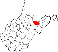 Karte von Tucker County innerhalb von West Virginia