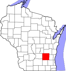 Karte von Dodge County innerhalb von Wisconsin