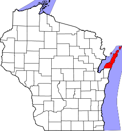 Karte von Door County innerhalb von Wisconsin