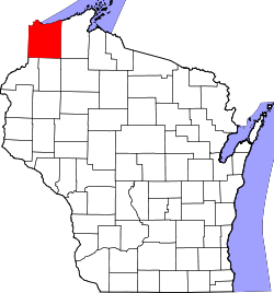 Karte von Douglas County innerhalb von Wisconsin