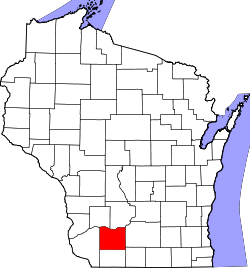 Karte von Iowa County innerhalb von Wisconsin