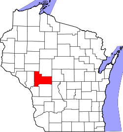 Karte von Jackson County innerhalb von Wisconsin
