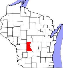 Karte von Juneau County innerhalb von Wisconsin