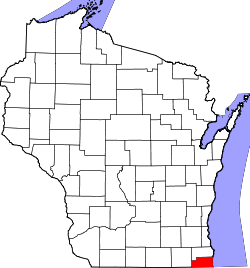 Karte von Kenosha County innerhalb von Wisconsin