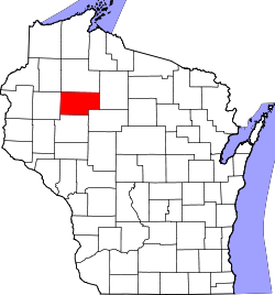 Karte von Rusk County innerhalb von Wisconsin
