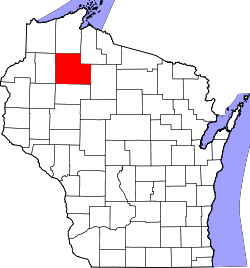 Karte von Sawyer County innerhalb von Wisconsin