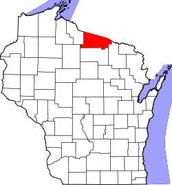 Karte von Vilas County innerhalb von Wisconsin