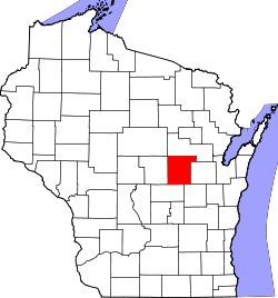 Karte von Waupaca County innerhalb von Wisconsin