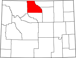 Karte von Big Horn County innerhalb von Wyoming