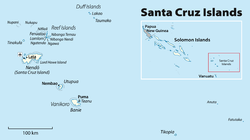 Karte der Santa Cruz Inseln, Utupua im Westen