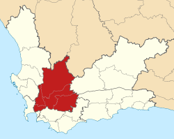 Map of the Western Cape with Cape Winelands highlighted (2011).svg