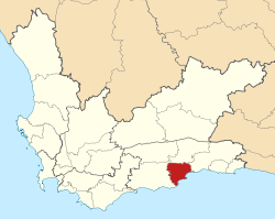 Map of the Western Cape with Mossel Bay highlighted (2011).svg