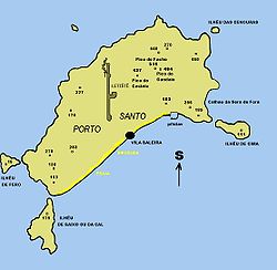 Karte von Porto Santo, Ilhéu da Cal im Süden