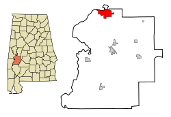Marengo County Alabama Incorporated and Unincorporated areas Demopolis Highlighted.svg