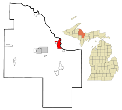 Marquette County Michigan Incorporated and Unincorporated areas Marquette Highlighted.svg