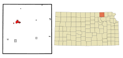 Lage im Marshall County (links)Lage des Marshall County in Kansas (rechts)
