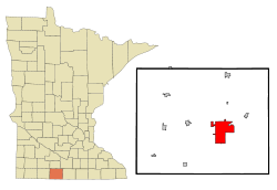 Martin County Minnesota Incorporated and Unincorporated areas Fairmont Highlighted.svg