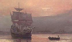 „Mayflower in Plymouth“, von William Halsall (1882)