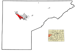 Mesa County Colorado Incorporated and Unincorporated areas Redlands Highlighted.svg