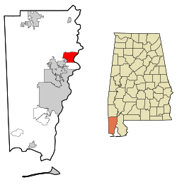 Mobile County Alabama Incorporated and Unincorporated areas Creola Highlighted.svg