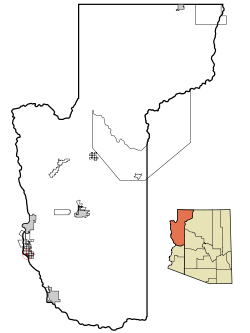 Mohave County Incorporated and Unincorporated areas Arizona Village highlighted.svg