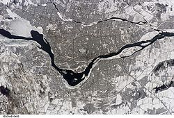 Satellitenfoto der Île de Montréal