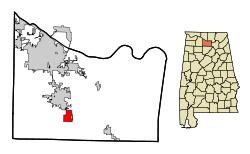 Morgan County Alabama Incorporated and Unincorporated areas Falkville Highlighted.svg