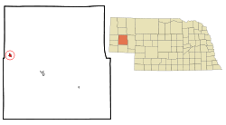 Morrill County Nebraska Incorporated and Unincorporated areas Bayard Highlighted.svg
