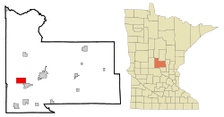 Morrison County Minnesota Incorporated and Unincorporated areas Flensburg Highlighted.svg