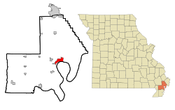 New Madrid County Missouri Incorporated and Unincorporated areas New Madrid Highlighted.svg