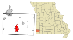 Newton County Missouri Incorporated and Unincorporated areas Neosho Highlighted.svg