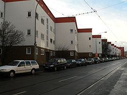 Blick aus der Bruchfeldstraße von Osten