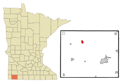 Nobles County Minnesota Incorporated and Unincorporated areas Wilmont Highlighted.svg