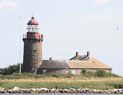Leuchtturm Nordre Rønner Fyr auf Spirholmvon Nordwesten aus gesehen