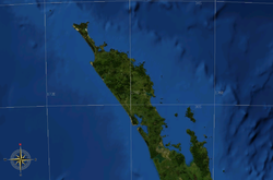 Karte der Peninsula auf der Nordinsel Neuseelands (rechts die kleinere Coromandel Peninsula)