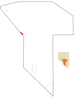 Nye County Nevada Incorporated and Unincorporated areas Tonopah Highlighted.svg