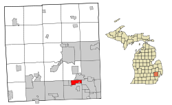 Oakland County Michigan Incorporated and Unincorporated areas Beverly Hills highlighted.svg