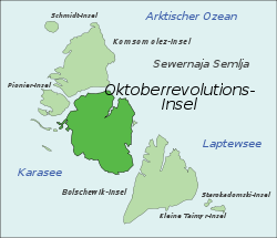Lage der Insel(in der Inselgruppe Sewernaja Semlja)