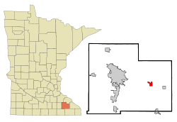 Olmsted County Minnesota Incorporated and Unincorporated areas Eyota Highlighted.svg