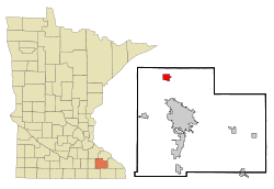 Olmsted County Minnesota Incorporated and Unincorporated areas Oronoco Highlighted.svg
