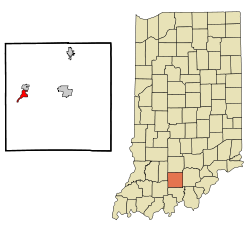 Orange County Indiana Incorporated and Unincorporated areas French Lick Highlighted.svg