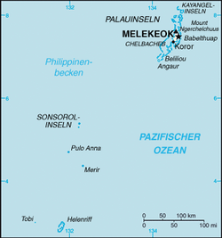 Inseln von Palau; Helenriff unten.