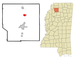 Panola County Mississippi Incorporated and Unincorporated areas Sardis Highlighted.svg
