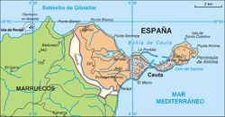 Karte von Ceuta und der Isla Perejil (im Westen)