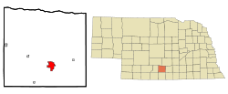 Phelps County Nebraska Incorporated and Unincorporated areas Holdrege Highlighted.svg
