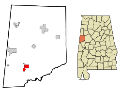 Pickens County Alabama Incorporated and Unincorporated areas Aliceville Highlighted.svg