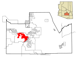 Pinal County Arizona Incorporated and Unincorporated areas Casa Grande highlighted.svg