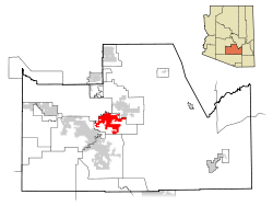Pinal County Arizona Incorporated and Unincorporated areas Coolidge highlighted.svg